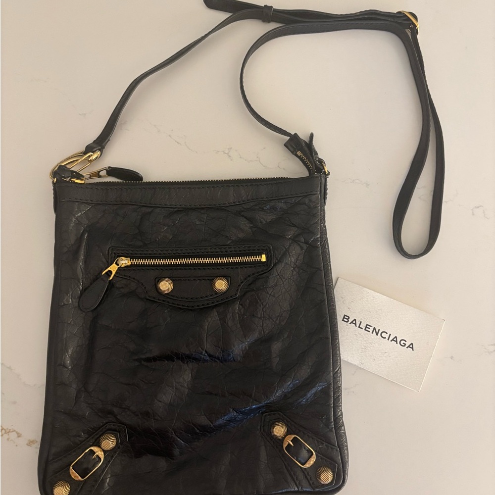 Balenciaga Black and Gold Crossbody Bag